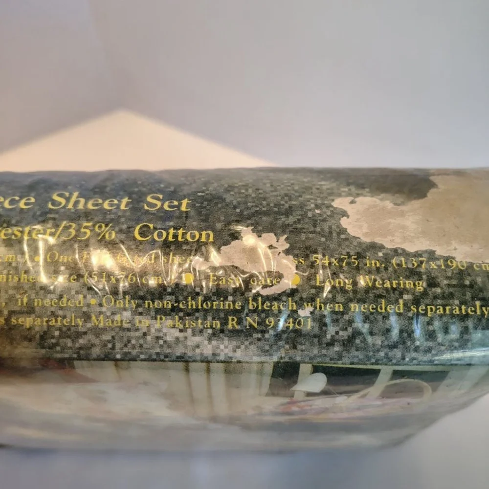 Vtg Camelot 4 Piece Muslin FULL SET AOP Floral Bed Sheets Romantic Cottagecore
